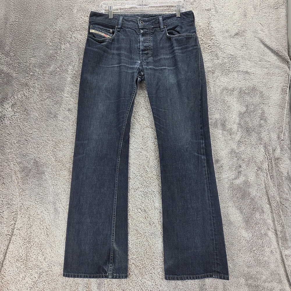 Diesel Jeans Mens 31x32 Blue Zatiny Regular Bootcut Distressed Made Italy 0088Z